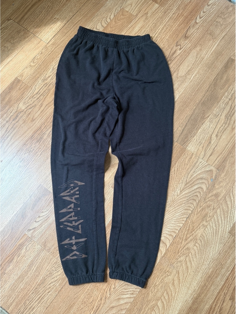 Def Leppard Black Cotton-Polyester Blend Sweatpants Size S
